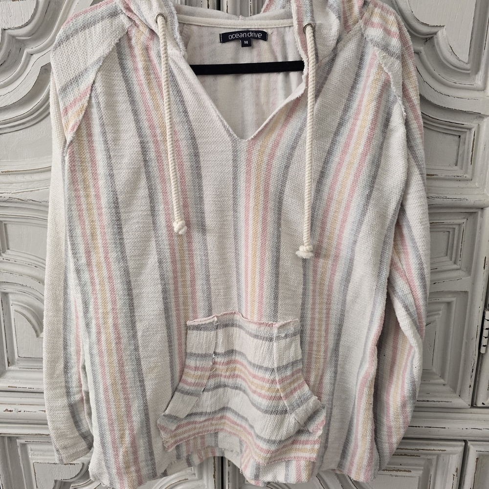 Ocean Drive Striped Hooded Pullover - Pastel Stripe